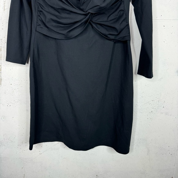 Abercrombie & Fitch Deep V Ponte Thick Knit Twisted Wrap Front Dress 3/4 Sleeve - Picture 3 of 14
